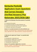 Kentucky Pesticide  Applicators Exam Questions  And Correct Answers  &lpar;Verified Answers&rpar; Plus  Rationales 2025&sol;2026 Q&A 