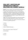 ESOL PART 1 QUESTIONS AND ANSWERS WITH COMPLETE SOLUTIONS 100&percnt; CORRECT RATED A&plus;