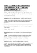 ESOL EXAM PRACTICE QUESTIONS AND ANSWERS WITH COMPLETE SOLUTIONS RATED A&plus;