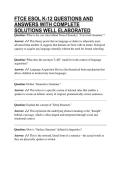 FTCE ESOL K-12 QUESTIONS AND ANSWERS WITH COMPLETE SOLUTIONS WELL ELABORATED 