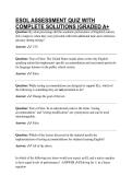 ESOL ASSESSMENT QUIZ WITH COMPLETE SOLUTIONS &vert;GRADED A&plus;