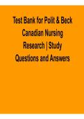 Polit & Beck Canadian Nursing Research &ndash; Test Bank with Study Questions & Answers &ndash; Verified PDF &lpar;2026&ndash;2027&rpar;