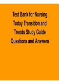 Nursing Today&colon; Transition and Trends &ndash; Test Bank Study Guide &ndash; Questions & Answers PDF &lpar;2026&rpar;