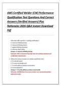 AWS Certified Welder &lpar;CW&rpar; Performance  Qualification Test Questions And Correct  Answers &lpar;Verified Answers&rpar; Plus  Rationales 2026 Q&A Instant Download  Pdf 