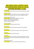 DDS MEDICATION CERTIFICATION  EXAM QUESTIONS WITH ACCURATE  ANSWERS 20252026 A&plus; Grade 