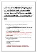 AWS Senior Certified Welding Inspector  &lpar;SCWI&rpar; Practice Exam Questions And  Correct Answers &lpar;Verified Answers&rpar; Plus  Rationales 2026 Q&A Instant Download  Pdf 