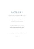 DAT 250 Quiz 1 Introductory Data Analysis and Statistics &ndash; Questions and Answers &lpar;100&percnt; Correct&rpar;&comma; Comprehensive Course Quiz Examination