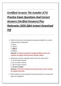 Certified Ceramic Tile Installer &lpar;CTI&rpar;  Practice Exam Questions And Correct  Answers &lpar;Verified Answers&rpar; Plus  Rationales 2026 Q&A Instant Download  Pdf 