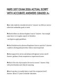 NURS 3527 EXAM 2026 ACTUAL SCRIPT WITH ACCURATE ANSWERS GRADED A&plus;