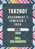 TAX2601 Assignment 1 Semester 1 2026 Memo &vert; Due Date 8 April 2026