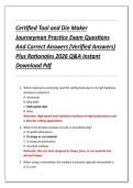 Certified Tool and Die Maker  Journeyman Practice Exam Questions  And Correct Answers &lpar;Verified Answers&rpar;  Plus Rationales 2026 Q&A Instant  Download Pdf 