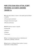 NURS 3720 EXAM 2026 ACTUAL SCRIPT PROVIDING ACCURATE ANSWERS GRADED A&plus;