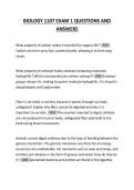 BIOLOGY 1107 EXAM 1 QUESTIONS AND ANSWERS