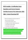 BICSI Installer 1 Certification Exam  Questions and Correct Answers  &lpar;Verified Answers&rpar; Plus Rationales 2026  Q&A &vert; Instant Download Pdf