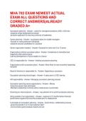 MHA 702 EXAM NEWEST ACTUAL EXAM ALL QUESTIONS AND CORRECT ANSWERS&vert;ALREADY GRADED A&plus;