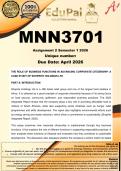 MNN3701 Assignment 2 &lpar;COMPLETE ANSWERS&rpar; Semester 1 2026 - DUE  April 2026