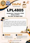 LPL4805 Assignment 1 &lpar;COMPLETE ANSWERS&rpar; Semester 2 2026 - DUE  26 August 2026