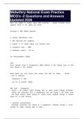 Midwifery National Exam Practice MCQ's -2 Questions and Answers Updated 2026