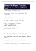 Electrolysis & Laser Final Exam Questions and Answers Updated 2026
