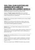 ESOL FINAL EXAM QUESTIONS AND ANSWERS WITH COMPLETE SOLUTIONS 100&percnt; CORRECT RATED A&plus;