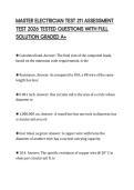 MASTER ELECTRICIAN TEST 211 ASSESSMENT TEST 2026 TESTED QUESTIONS WITH FULL SOLUTION GRADED A&plus;
