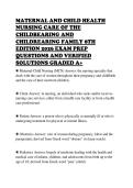 MATERNAL AND CHILD HEALTH NURSING CARE OF THE CHILDBEARING AND CHILDREARING FAMILY 8TH EDITION 2026 EXAM PREP QUESTIONS AND VERIFIED SOLUTIONS GRADED A&plus;