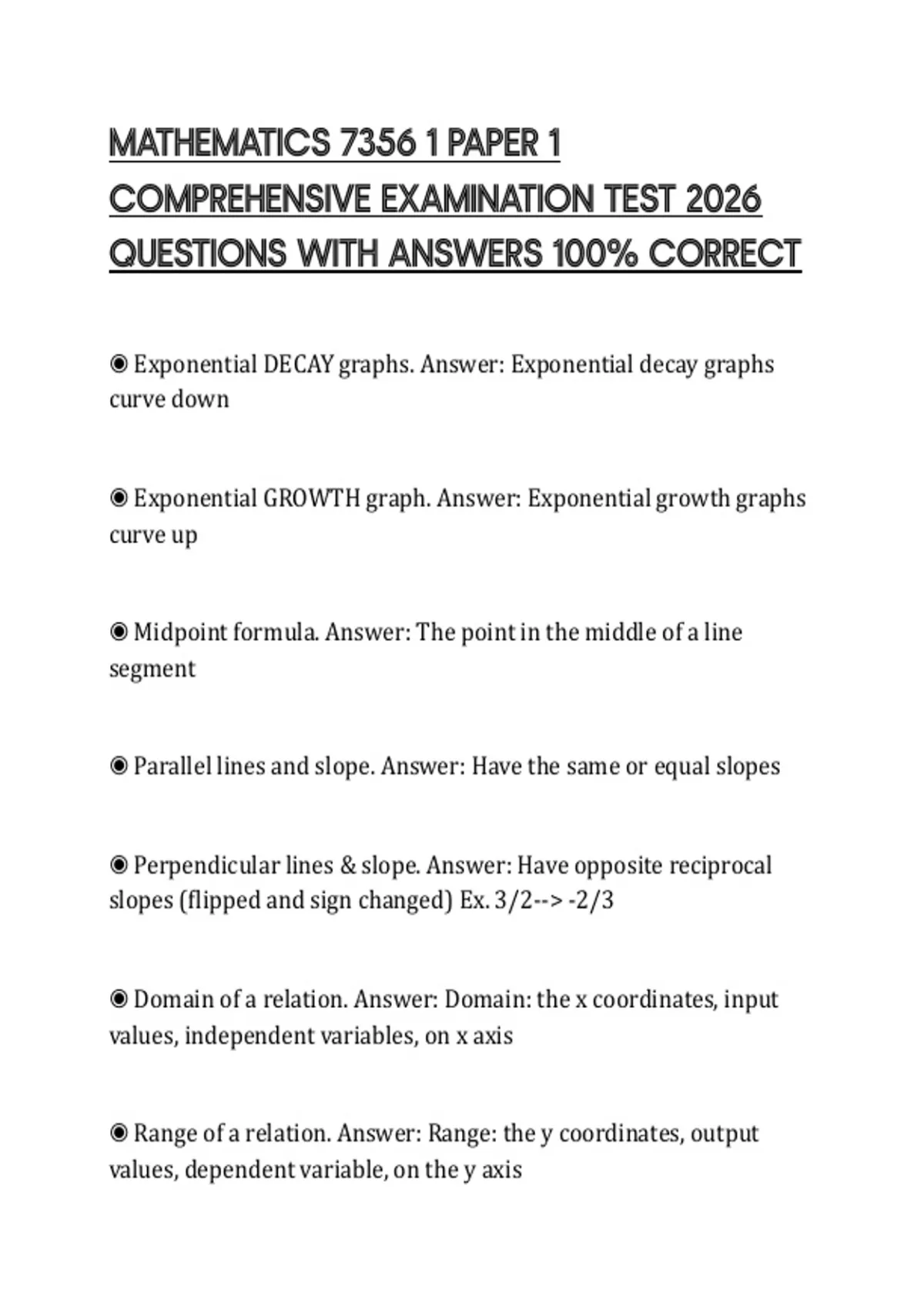 MATHEMATICS 7356 1 PAPER 1 COMPREHENSIVE EXAMINATION TEST 2026 ...