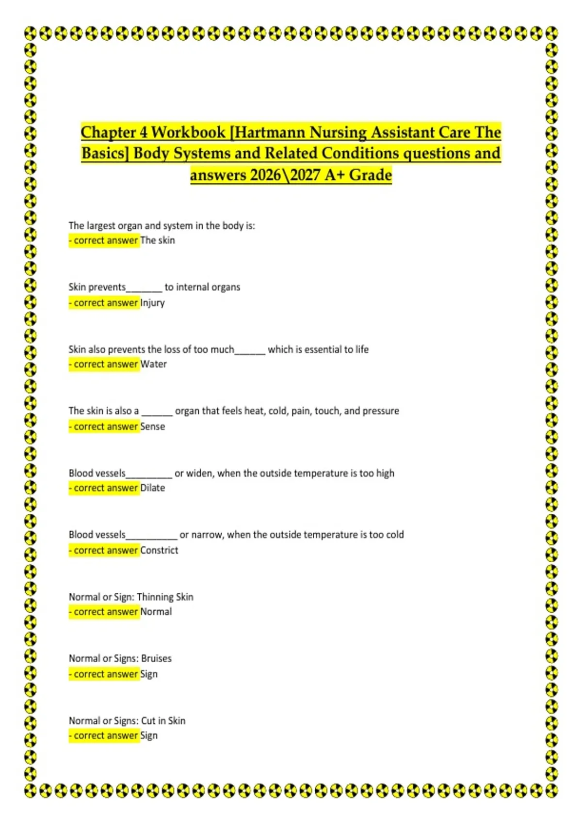 Chapter 4 Workbook Hartmann Nursing Assistant Care The Basics Body ...