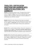 TESOL&sol;TEFL CERTIFICATION QUESTIONS AND ANSWERS WITH COMPLETE SOLUTIONS 100&percnt; CORRECT&excl;&excl;&excl;