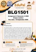 BLG1501 Assignment 2 &lpar;COMPLETE ANSWERS&rpar; Semester 2 2026 - DUE 10 September 2026