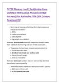 NCCER Masonry Level 3 Certification Exam  Questions With Correct Answers &lpar;Verified  Answers&rpar; Plus Rationales 2026 Q&A &vert; Instant  Download Pdf 