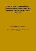NURS 101 Final Exam Study Guide &vert; Nursing Questions and Answers with Rationales