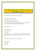 CNA Written Test 2026&sol;2027 A&plus; Grade Questions and Answers Comprehensive Study Material