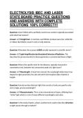 ELECTROLYSIS IBEC AND LASER STATE BOARD PRACTICE QUESTIONS AND ANSWERS WITH COMPLETE SOLUTIONS 100&percnt; CORRECT&excl;&excl;&excl;