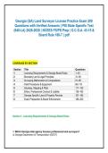 Georgia &lpar;GA&rpar; Land Surveyor License Practice Exam 200  Questions with Verified Answers &vert; PSI State Specific Test  &lpar;640-LA&rpar; 2026-2028 &vert; NCEES FS&sol;PS Prep &vert; O&period;C&period;G&period;A&period; 43-15 &  Board Rule 180-7 &vert; pdf 