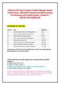 California &lpar;CA&rpar; Alarm Company Qualified Manager Newest  Practice Exam&colon;  2026-2028 Comprehensive BSIS Licensing  Test Questions with Verified Answers &vert; Graded A&plus; &vert;  INSTANT PDF DOWNLOAD