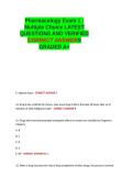 Pharmacology Exam 1 - Multiple Choice EXAM LATEST QUESTIONS AND VERIFIED CORRECT ANSWERS GRADED A&period;
