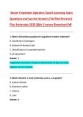 Water Treatment Operator Class B Licensing Exam Questions and Correct Answers &lpar;Verified Answers&rpar;  Plus Rationales 2026 Q&A &vert; Instant Download Pdf