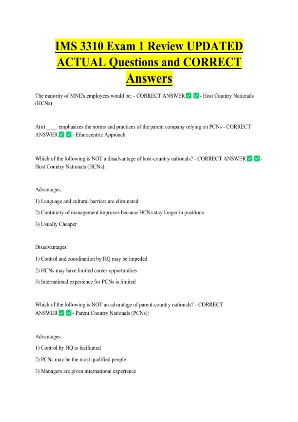 IMS 3310 Exam 1 Review UPDATED ACTUAL Questions and CORRECT Answers ...