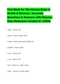 Test Bank for The Human Body in Health & Disease &vert; Accurate Questions & Answers with Step-byStep Rationales Graded A&plus; &lpar;2026&rpar;