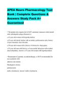 APEA Neuro Pharmacology Test Bank &vert; Complete Questions & Answers Study Pack A&plus; Guaranteed