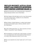 PRIVATE SECURITY ACTUAL EXAM SCRIPT 2026 COMPLETE QUESTIONS AND VERIFIED ANSWERS GRADE A&plus;