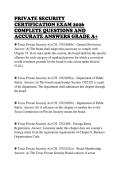 PRIVATE SECURITY CERTIFICATION EXAM 2026 COMPLETE QUESTIONS AND ACCURATE ANSWERS GRADE A&plus;
