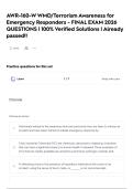 AWR-160-W WMD&sol;Terrorism Awareness for Emergency Responders - FINAL EXAM 2026 QUESTIONS &vert; 100&percnt; Verified Solutions &vert; Already passed&excl;&excl;