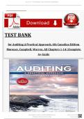 Test Bank For Auditing&colon; A Practical Approach&comma; 4th Canadian Edition by Moroney&comma; All Chapters &vert;&vert;Complete A&plus; Guide