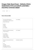 Oregon State Board Exam - Esthetics EXAM&comma; QUESTIONS WITH ACCURATE ANSWERS &vert; MULTIPLE CHOICES &vert;2026&excl;&excl;