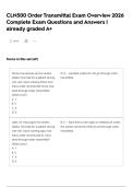 CLN500 Order Transmittal Exam Overview 2026 Complete Exam Questions and Answers &vert; already graded A&plus;
