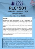PLC1501 Assignment 2 &lpar;ANSWERS&rpar; Semester 1 2026 - DISTINCTION GUARANTEED