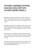 PSYCHIATRIC ASSESSMENT FOR PMHNP EXAM 2026 ACTUAL SCRIPT WITH ACCURATE ANSWERS GRADED A&plus;
