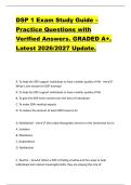 DSP 1 Exam Study Guide &ndash;  Practice Questions with  Verified Answers&period; GRADED A&plus;&period;  Latest 2026&sol;2027 Update&period;  